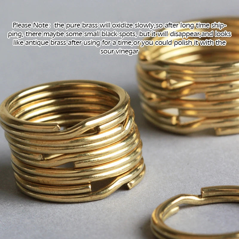 WUTA 10 Pcs Solid Brass Key Rings Split Ring (Never Fade) Round Key Holder Key Chain Hook Hardware Leather Craft DIY Accessories