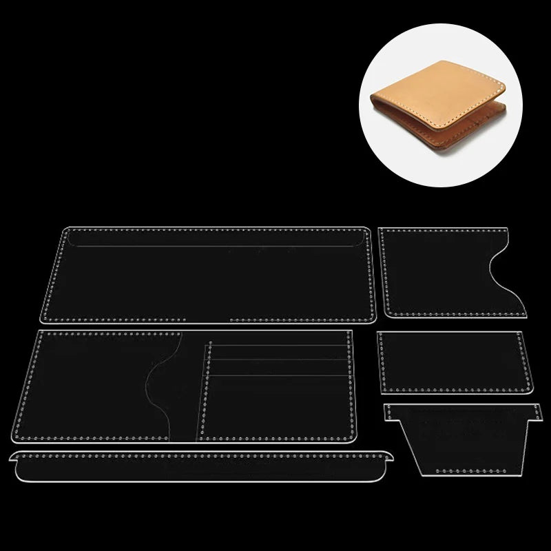 YOMDID 6PCS Short Fold Wallet Card Case Acrylic Making Template DIY Wallet Making Template Leathercraft Template Supplies