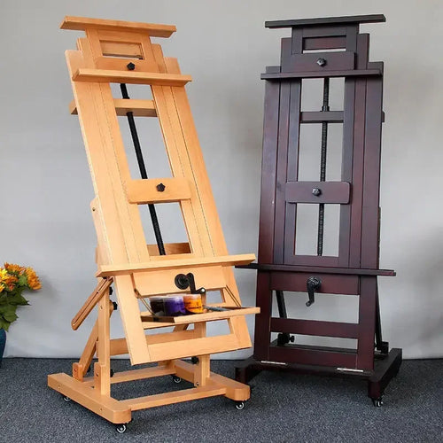Beech Wood Professional Grade Easel Single Rocker Height Adjustable Horizontal Vertical Solid Wood Floor Standing Large Easel