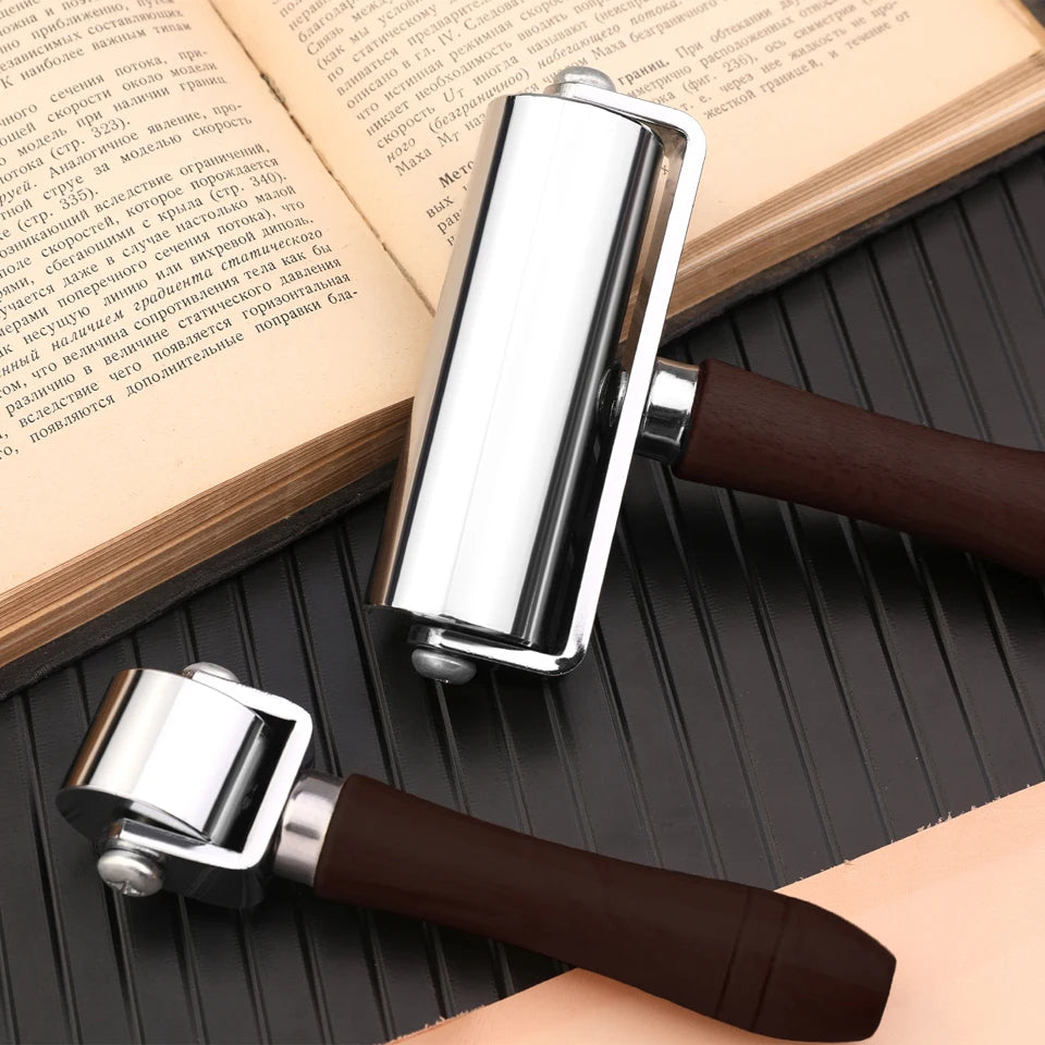 KRABALL Leather Press Edge Roller with Wooden Handle Leather Roller Tool Edge Creaser Leather Craft Laminating Working Tool