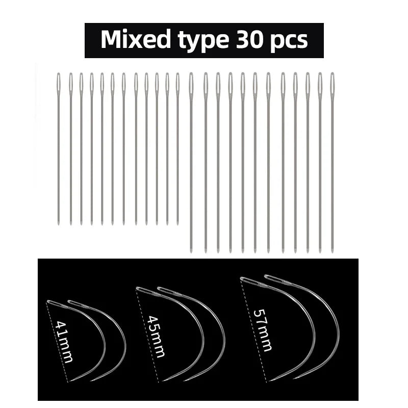 WUTA 24 Pcs Large Eye Blunt Stitching Needle Harness Round-pointed Needle Leather Hand Sewing Blunt Leathercraft Sewing Needle