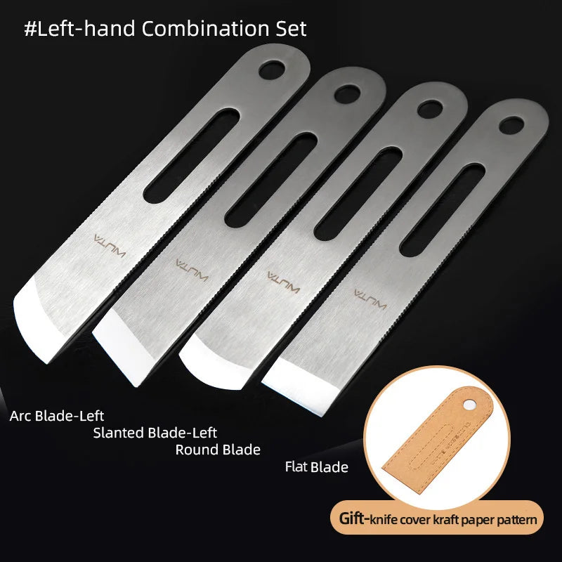 WUTA Professional Leather Cutter Thinning Skiving Tools DIY Craft Cutting Sharp Round/Flat/Slanted Blade,Right/Left Handle