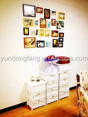 Countryside  Living Room Furniture Wood Cabinets with Rattan Basket Drawerdrawer type storage Living room cabinet