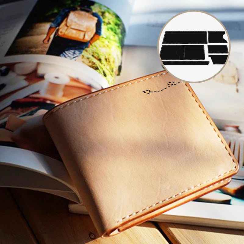 YOMDID 6PCS Short Fold Wallet Card Case Acrylic Making Template DIY Wallet Making Template Leathercraft Template Supplies