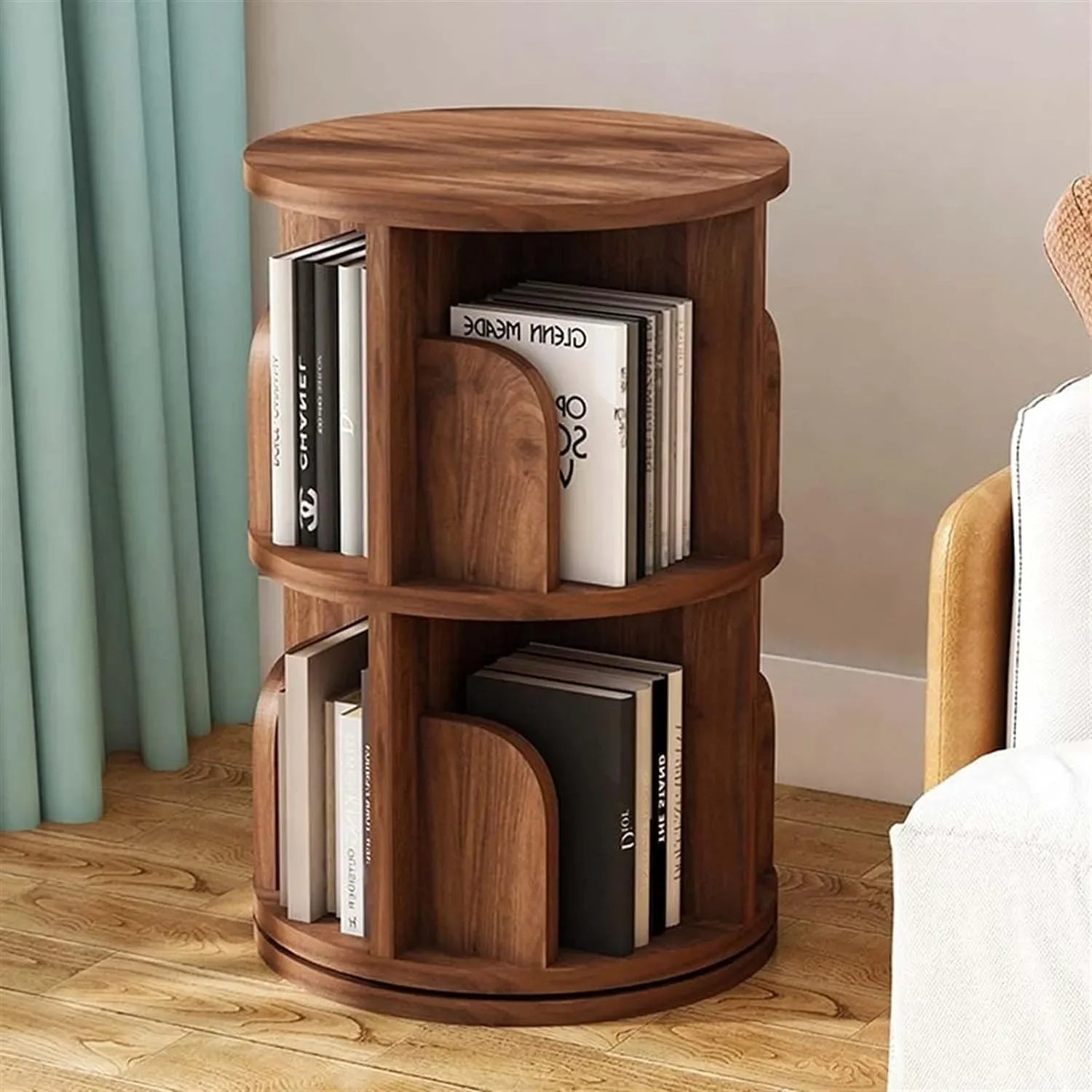 Bookcases Creativity Corner Shelf Bookshelf Solid Wood Revolving Floor Standing Living Room Furniture for Home Use