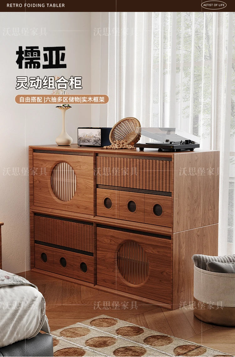 Luxury Wooden Storage Cabinet Tall Modern Design Drawers Display Cabinet Retro Aesthetic Mobili Soggiorno Living Room Furniture