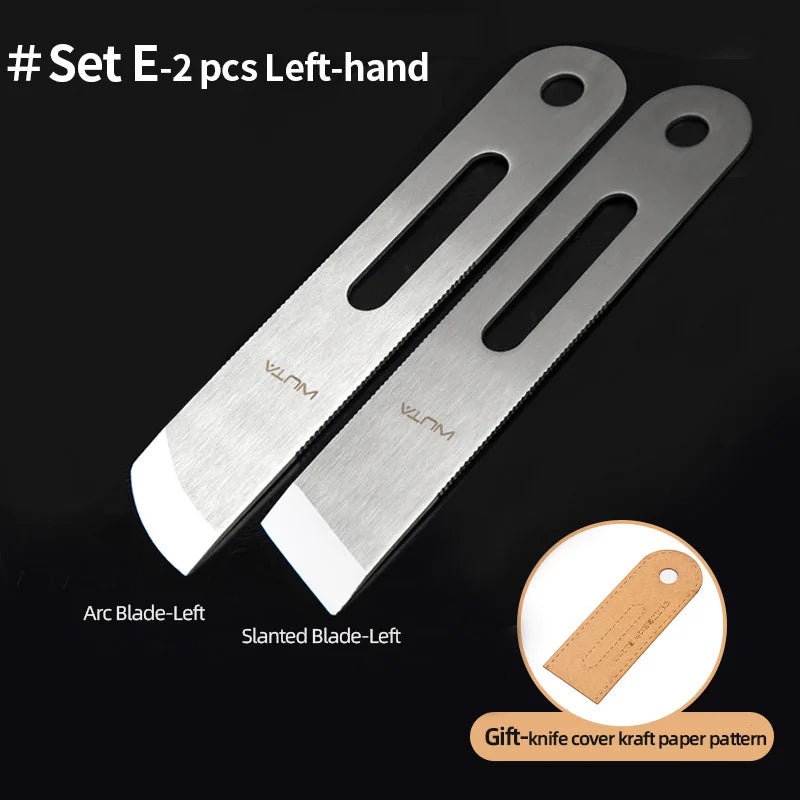 WUTA Professional Leather Cutter Thinning Skiving Tools DIY Craft Cutting Sharp Round/Flat/Slanted Blade,Right/Left Handle