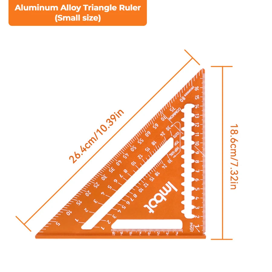 Aluminum Alloy Double Scale Triangle Ruler Angle Ruler Carpenter Triangle Square Rafter Tool Mensurement Tool for Woodwork