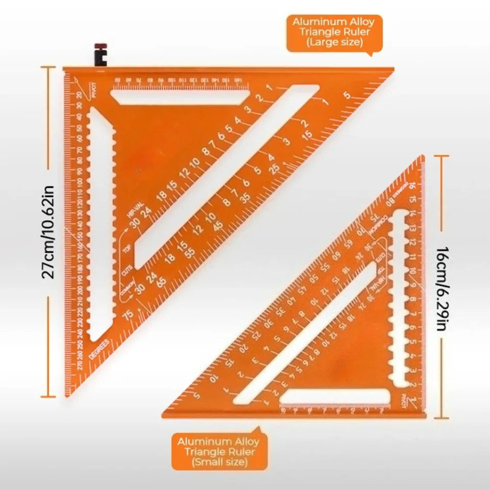 Aluminum Alloy Double Scale Triangle Ruler Angle Ruler Carpenter Triangle Square Rafter Tool Mensurement Tool for Woodwork