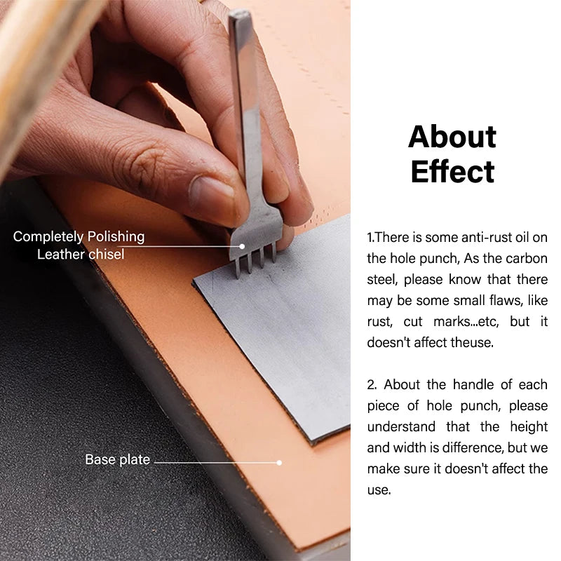 WUTA 1/2/4pcs Leather Chisel Diamond Hole Punch Stitching Tool French Style Pricking Iron DIY Craft Tools Completely Polished