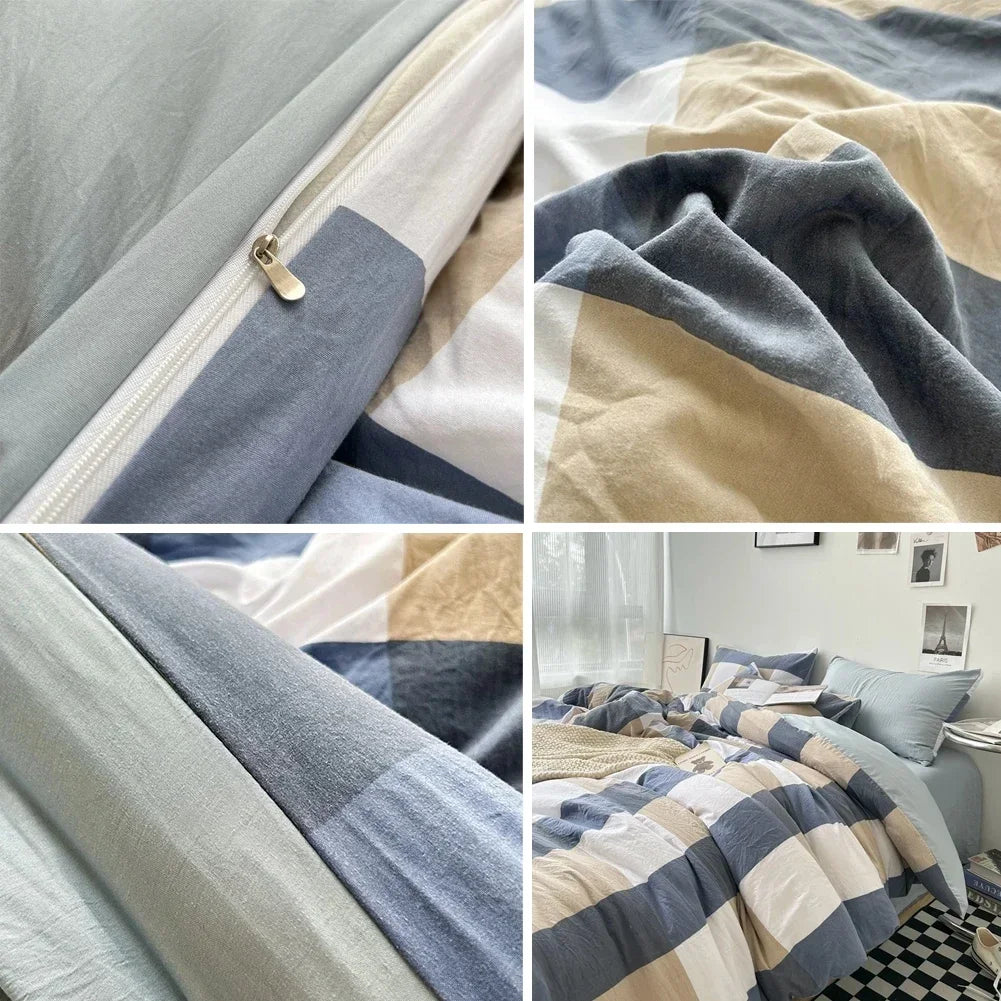 Stripe Bedding Comforter Set with Pillowcase bed sheet Single Full Size Bed Linen Duvet Cover Set Queen/King Double Single Bed