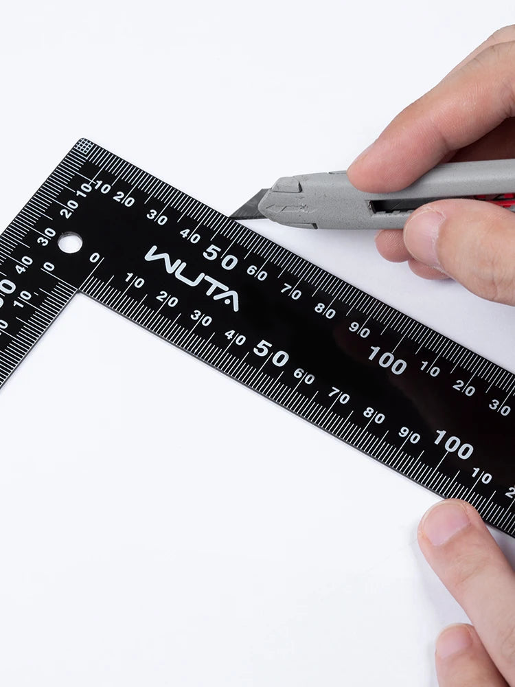 WUTA Leather Cutting Ruler Wide Metal Square Angle Measuring Steel L-Shaped Ruler for Building Framing Gauges Scale 300X200mm