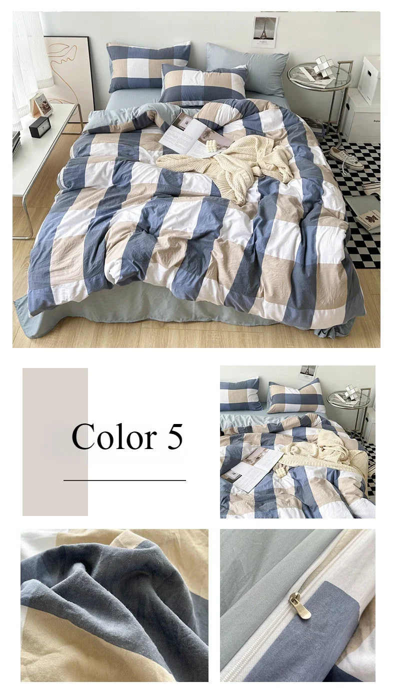 Stripe Bedding Comforter Set with Pillowcase bed sheet Single Full Size Bed Linen Duvet Cover Set Queen/King Double Single Bed