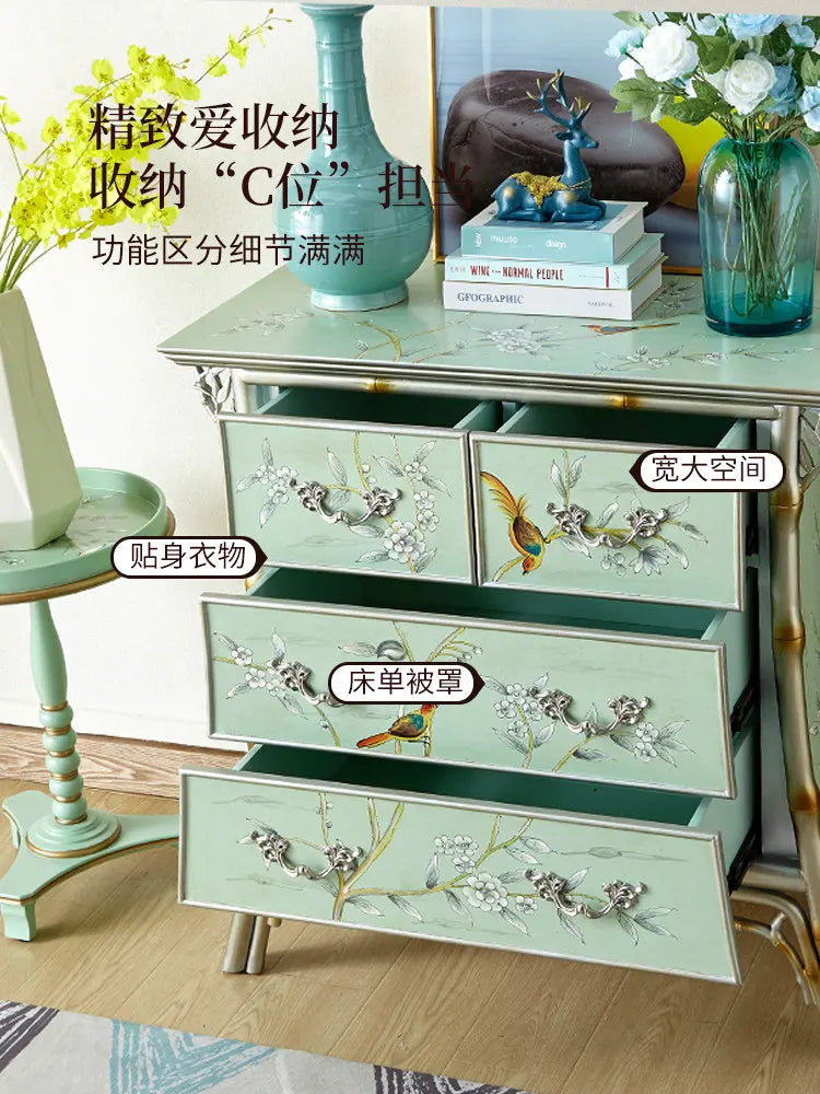 Retro entrance cabinet painted four-chest cabinet living room decorative dining side cabinet