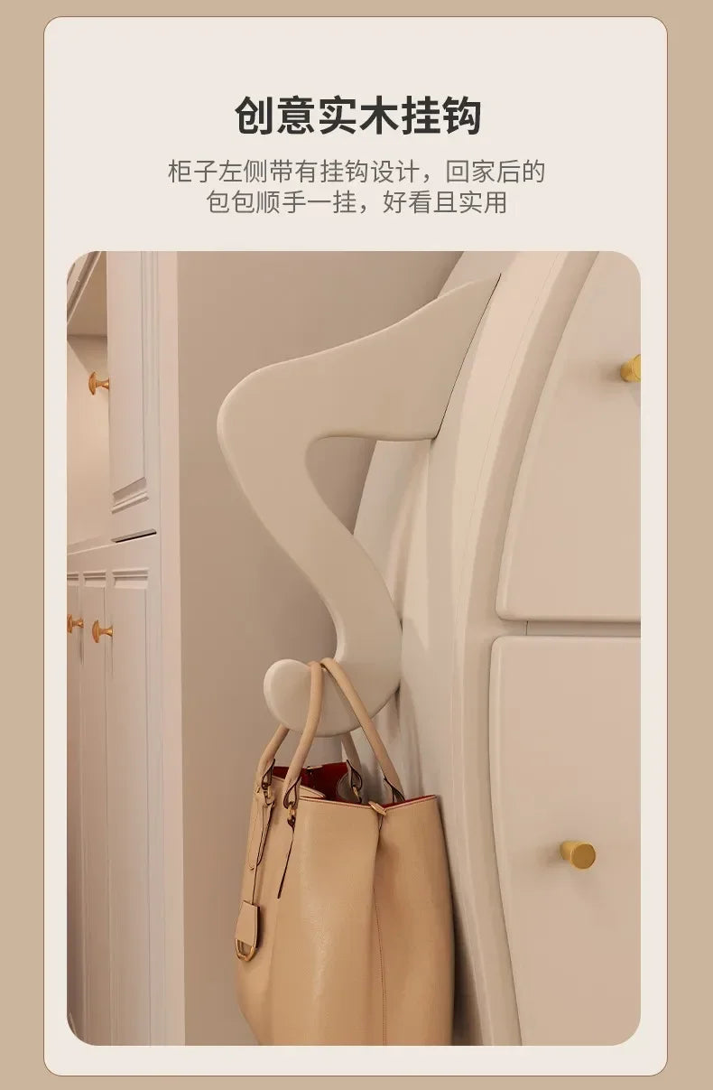 Solid Wood Fork Waist Chest of Drawers Living Room Bedroom Storage Cabinet Robot Light Luxury Modern Locker Crooked Cabinet