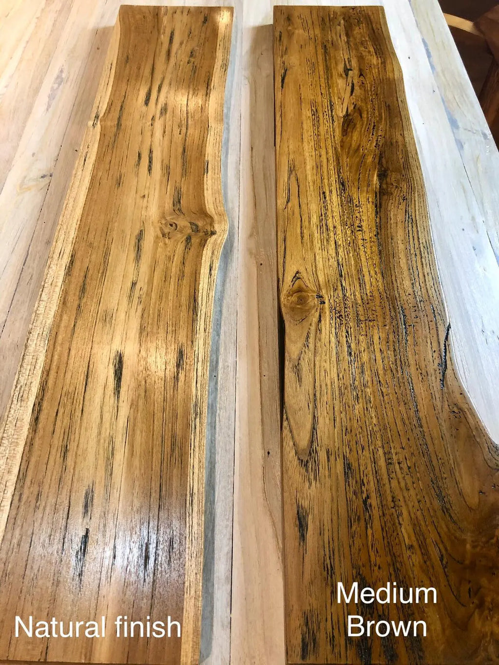 Rustic Live Edge Solid  Wood Floating Shelf with Hardware in Indoor
