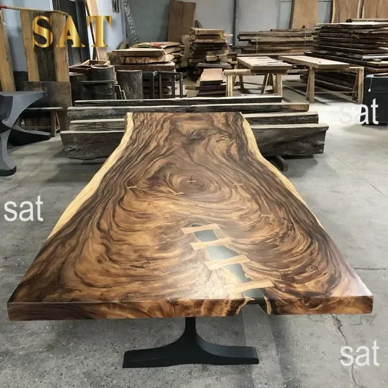 # Unique Furniture Design Walnut Slab Kitchen Restaurant Dining Wood Table For Sale