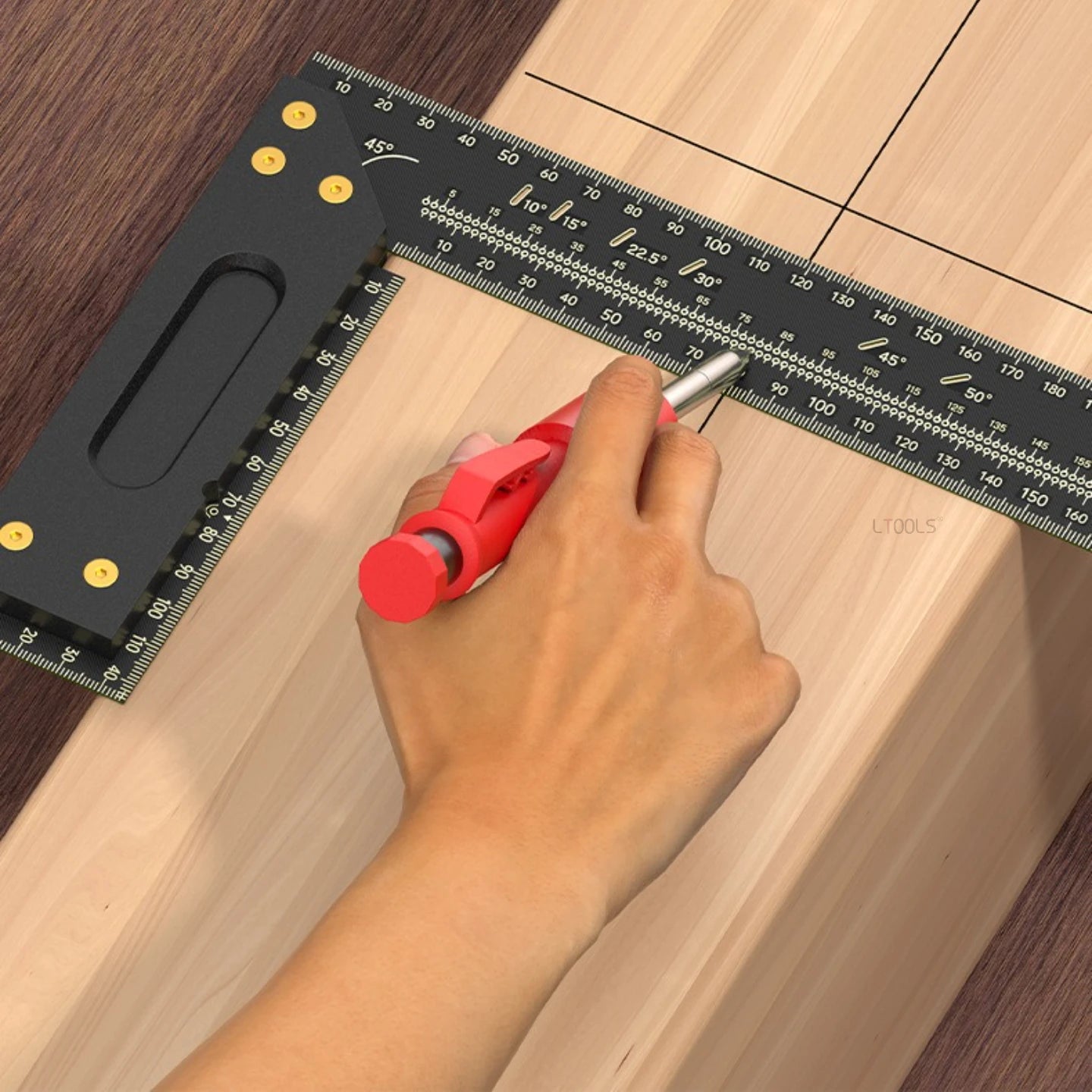 Woodworking Right-angle Marking Ruler Hole Location Multifunctional Stable Angle Marker Durable High Precision Measuring Tools
