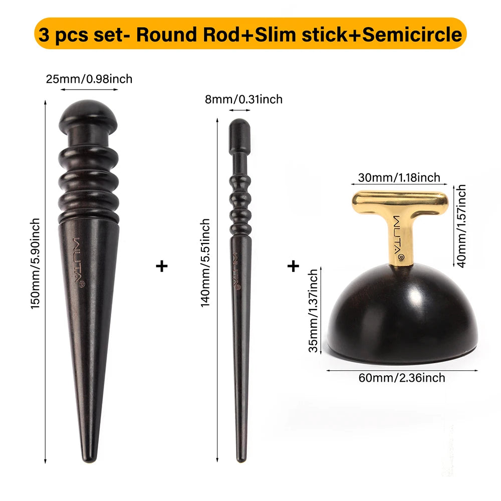 WUTA 1PC Pro Leather Edge Burnisher High Density Ebony Black Wood Slicker Upgrade Burnishing & Polishing DIY Leather Craft Tools