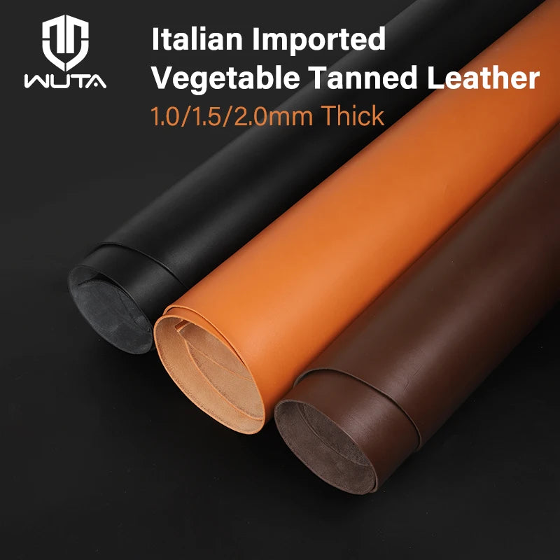 WUTA Italian Vegetable Tanned Cowhide Leather Full Grain Skin Genuine Leather DIY Craft Leather Fabric 1/3/5 Sq.ft Irregular