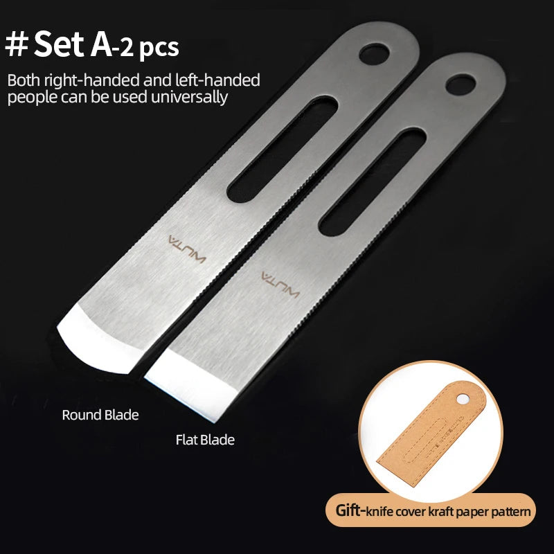 WUTA Professional Leather Cutter Thinning Skiving Tools DIY Craft Cutting Sharp Round/Flat/Slanted Blade,Right/Left Handle