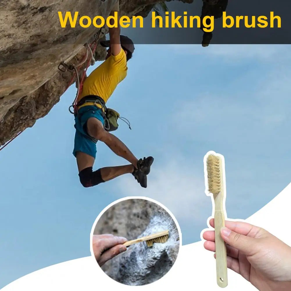 Boar Bristles Bouldering Brush Durable Wooden Rock Climbing Brush with Ergonomic Handle Thick Boar Bristles for Indoor Outdoor