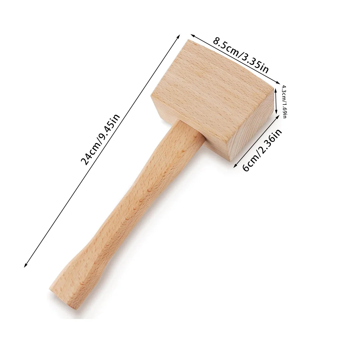 Wooden mallet, ergonomic handle, multi-purpose wooden mallet for woodworking, leather crafting, ice crushing, sturdy and durabl
