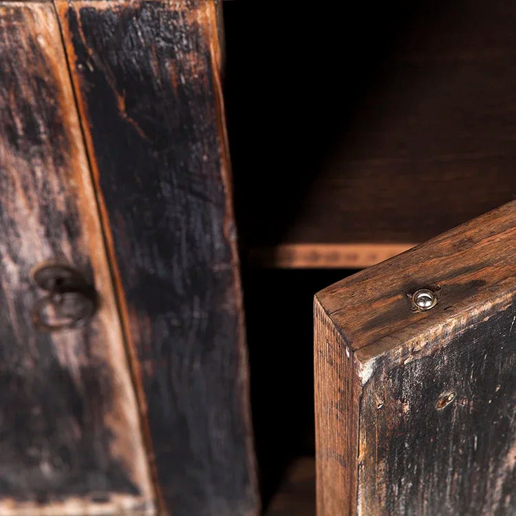 simple big black solid wood reclaimed wood  living room cabinetdrawer type storage Living room cabinet