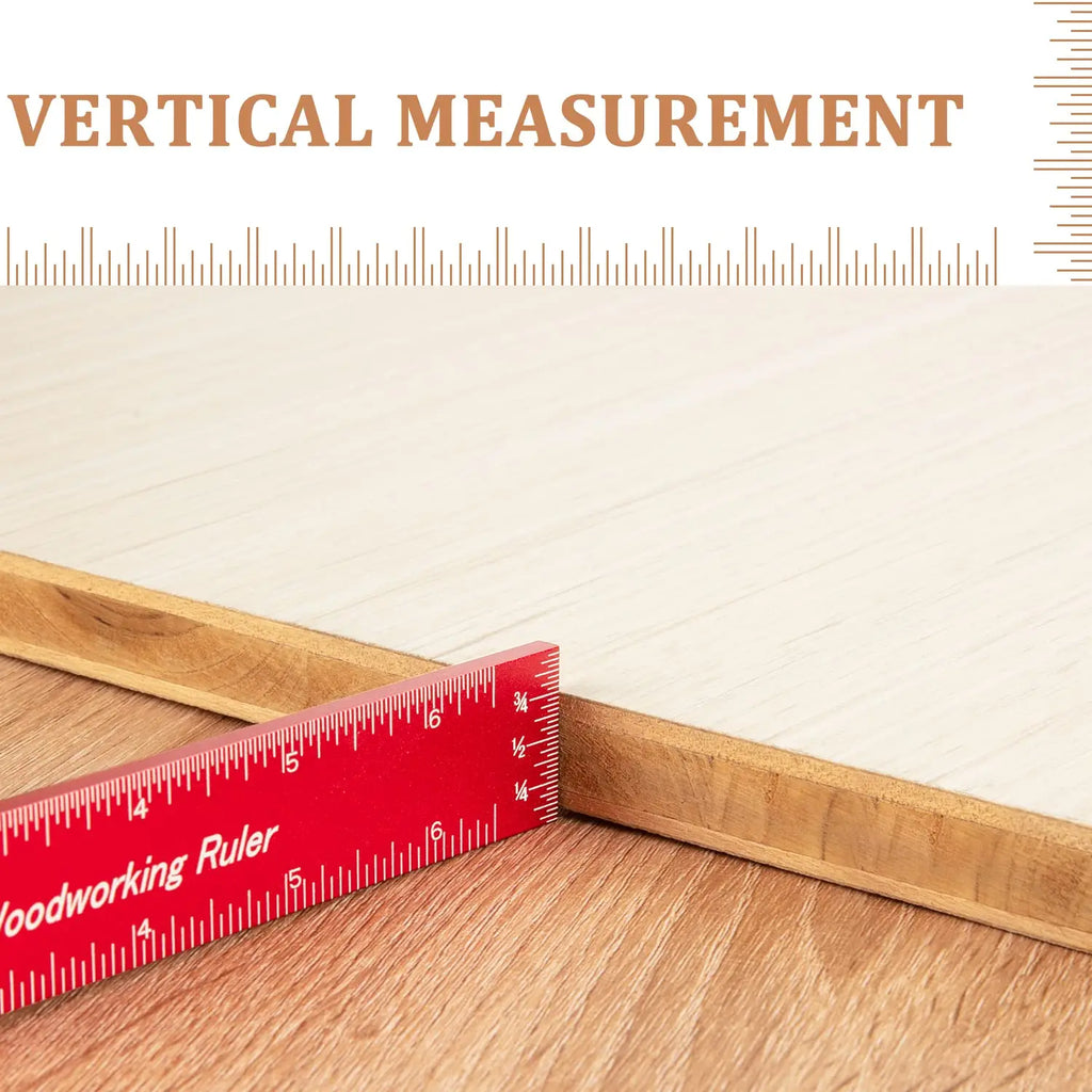 Woodworking Ruler Precision Pocket Rule 12, 8, 6 Inch Metal Slide Stop Marking Ruler Metric Inch Measuring Wood Working