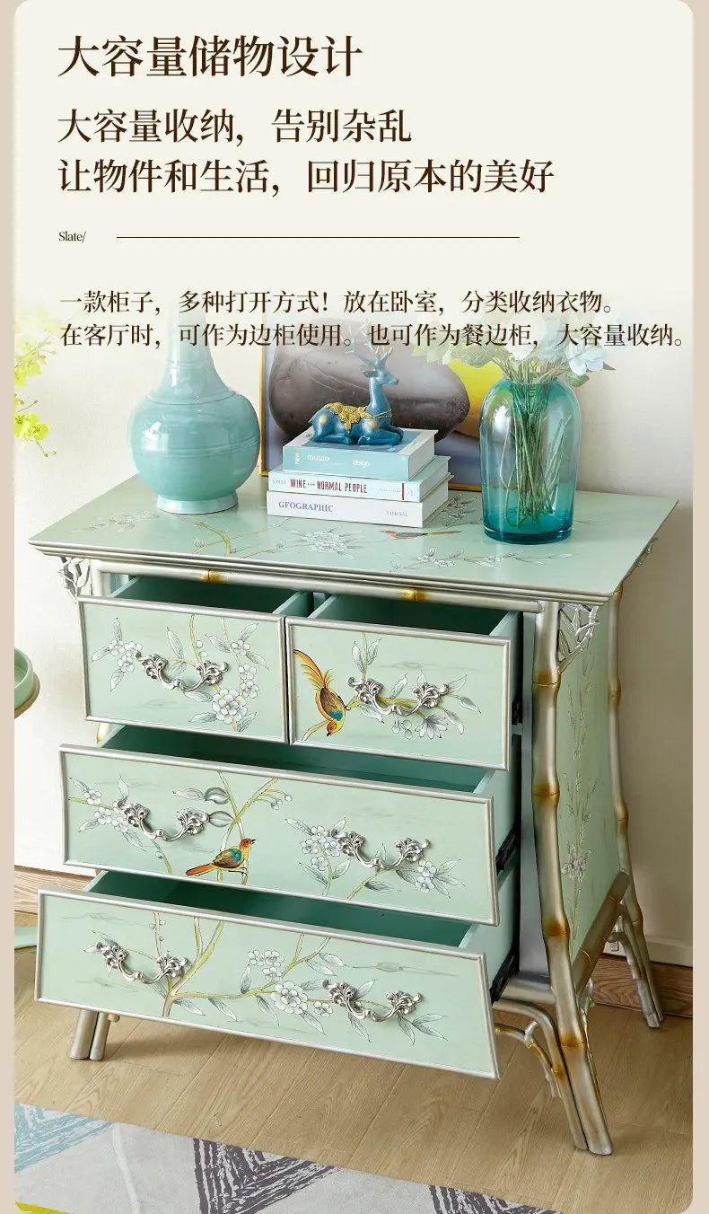 Retro entrance cabinet painted four-chest cabinet living room decorative dining side cabinet