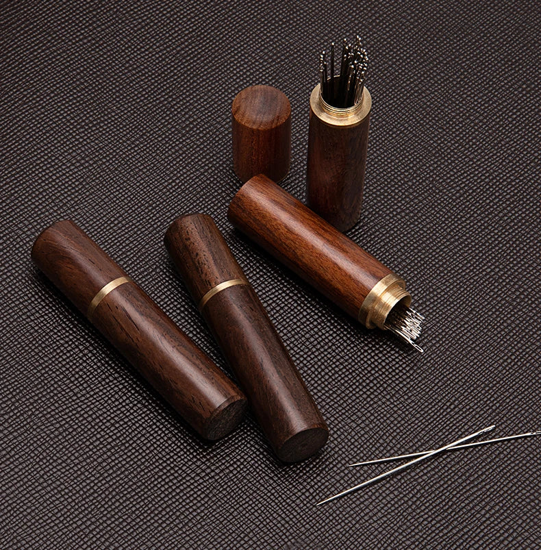 WUTA 1 Pc Durable Needles Storage Case Wooden Box Needles Bottle Sandalwood Needlework Storage Wood Case Toothpick Holder Box