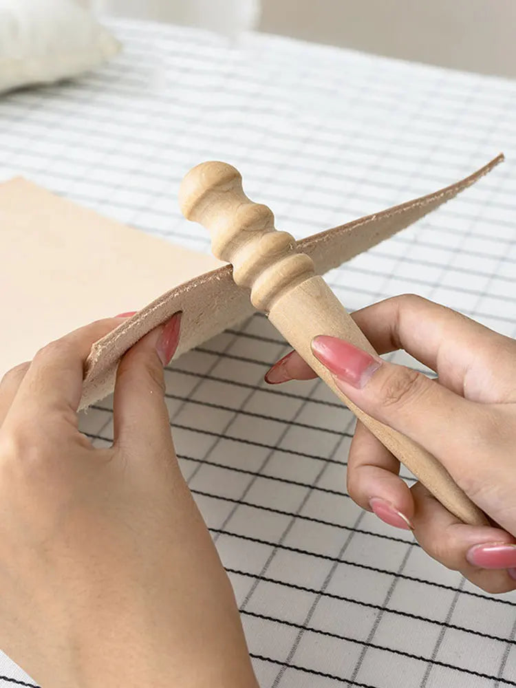 Wood Leather Solid Wood Round Burnishing Edge for Polished Edge Leather Craft Working Tool Craft Kit