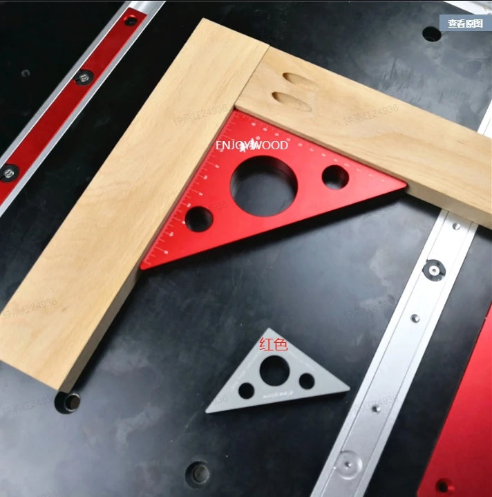 ENJOYWOOD Woodworking Square Right Angle Ruler Triangle Height Ruler Metric Imperial Scale Aluminum Alloy Carpenter Tool