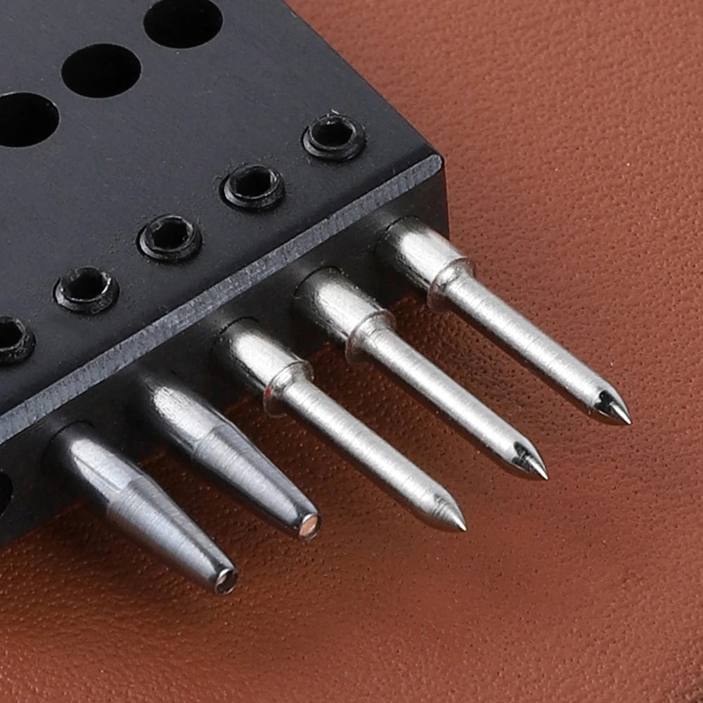 WUTA 2nd Generation Sharp Head Replaceable Pricking Iron Removable Round Hole Punch Leather Craft Chisel DIY Leather Tools