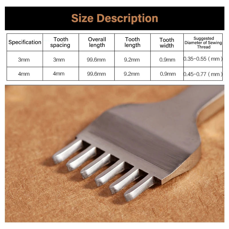 WUTA 1/2/4pcs Leather Chisel Diamond Hole Punch Stitching Tool French Style Pricking Iron DIY Craft Tools Completely Polished