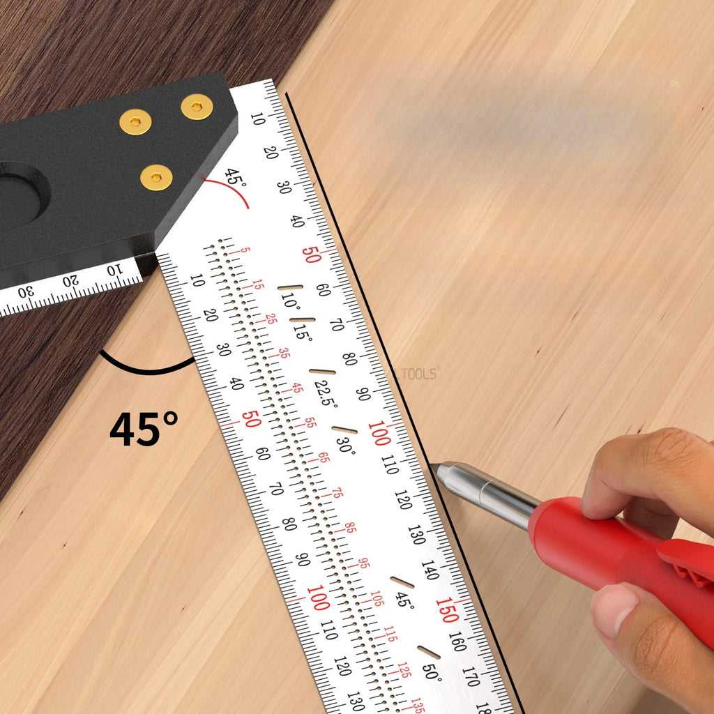 Woodworking Right-angle Marking Ruler Hole Location Multifunctional Stable Angle Marker Durable High Precision Measuring Tools