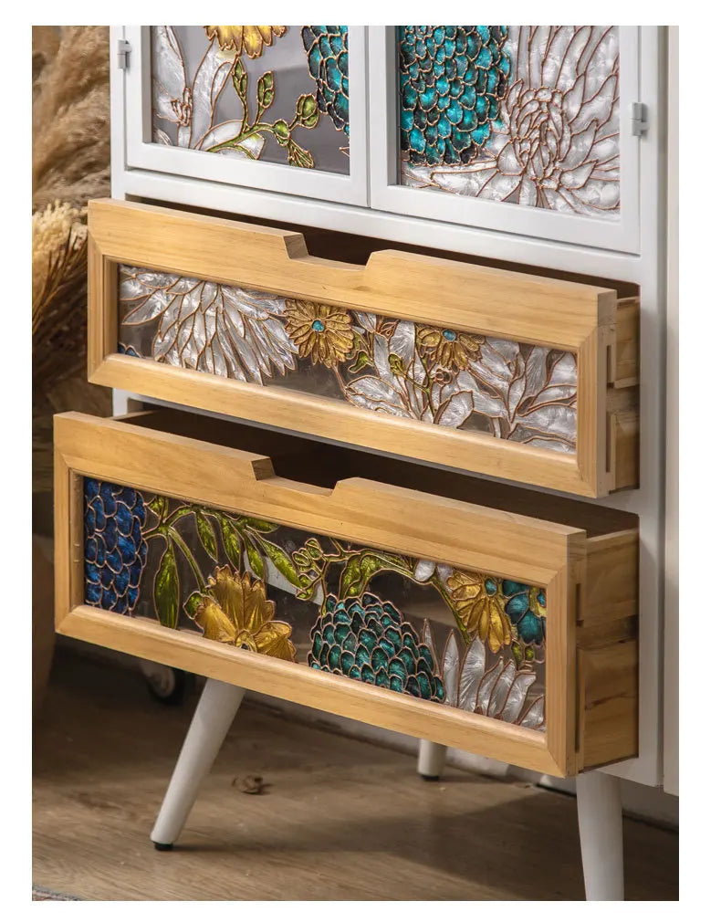 American Hand-painted Living Room Cabinets Sideboards Foyer Side Cabinet Light Luxury Wine Cabinet Drawer Living Room Furniture