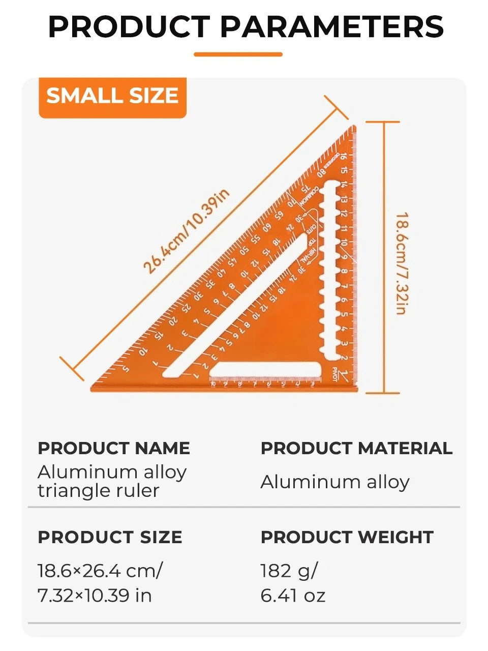 Aluminum Alloy Double Scale Triangle Ruler Angle Ruler Carpenter Triangle Square Rafter Tool Mensurement Tool for Woodwork