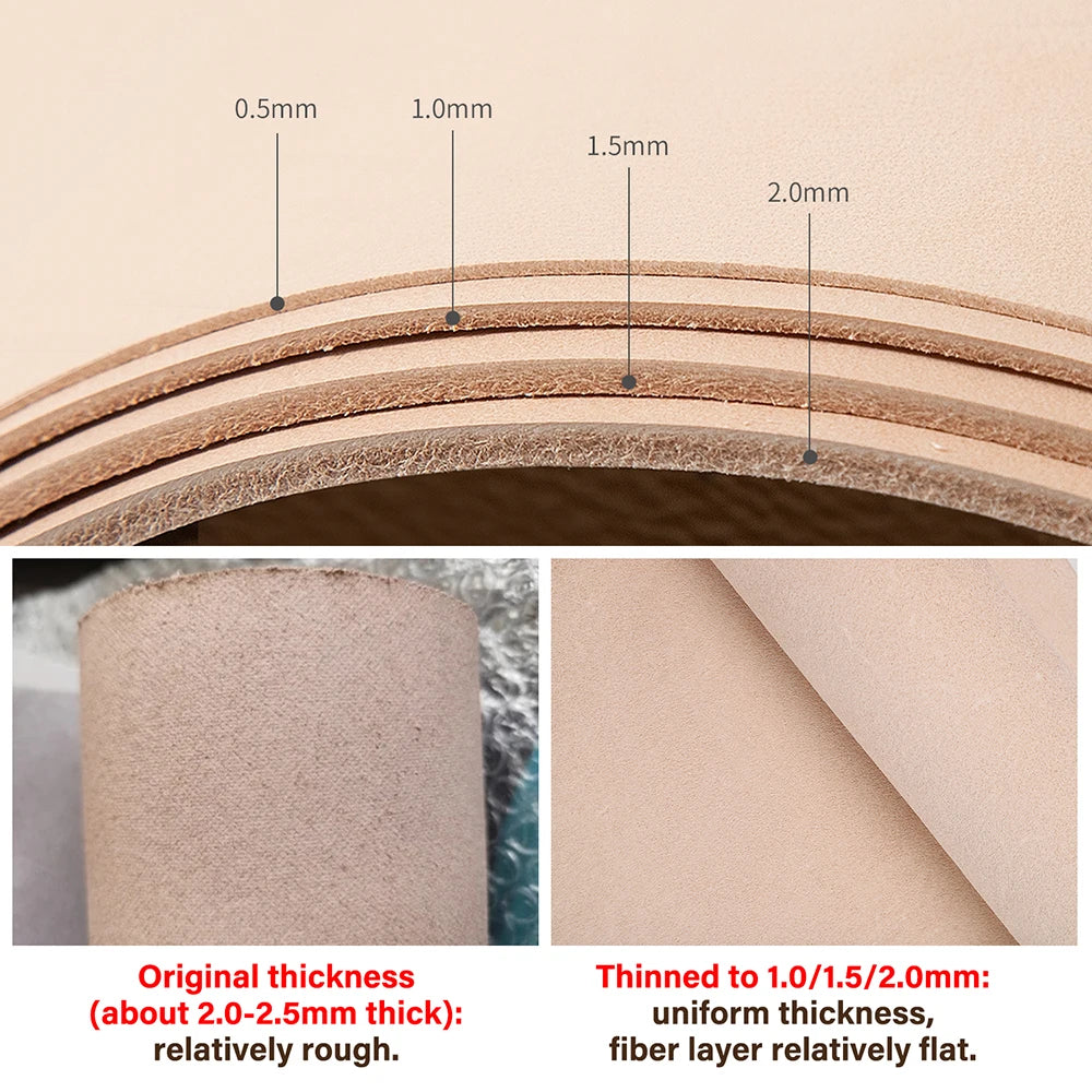 WUTA Italian Vegetable Tanned Cowhide Leather Full Grain Skin Genuine Leather DIY Craft Leather Fabric 1/3/5 Sq.ft Irregular