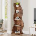 Modern 5-Tier Corner Bookshelf Wall Mounted Floating Shelves Unit Space Saving Storage for Living Room Home Office Bookcase.