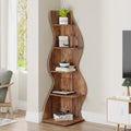 Modern 5-Tier Corner Bookshelf Wall Mounted Floating Shelves Unit Space Saving Storage for Living Room Home Office Bookcase.