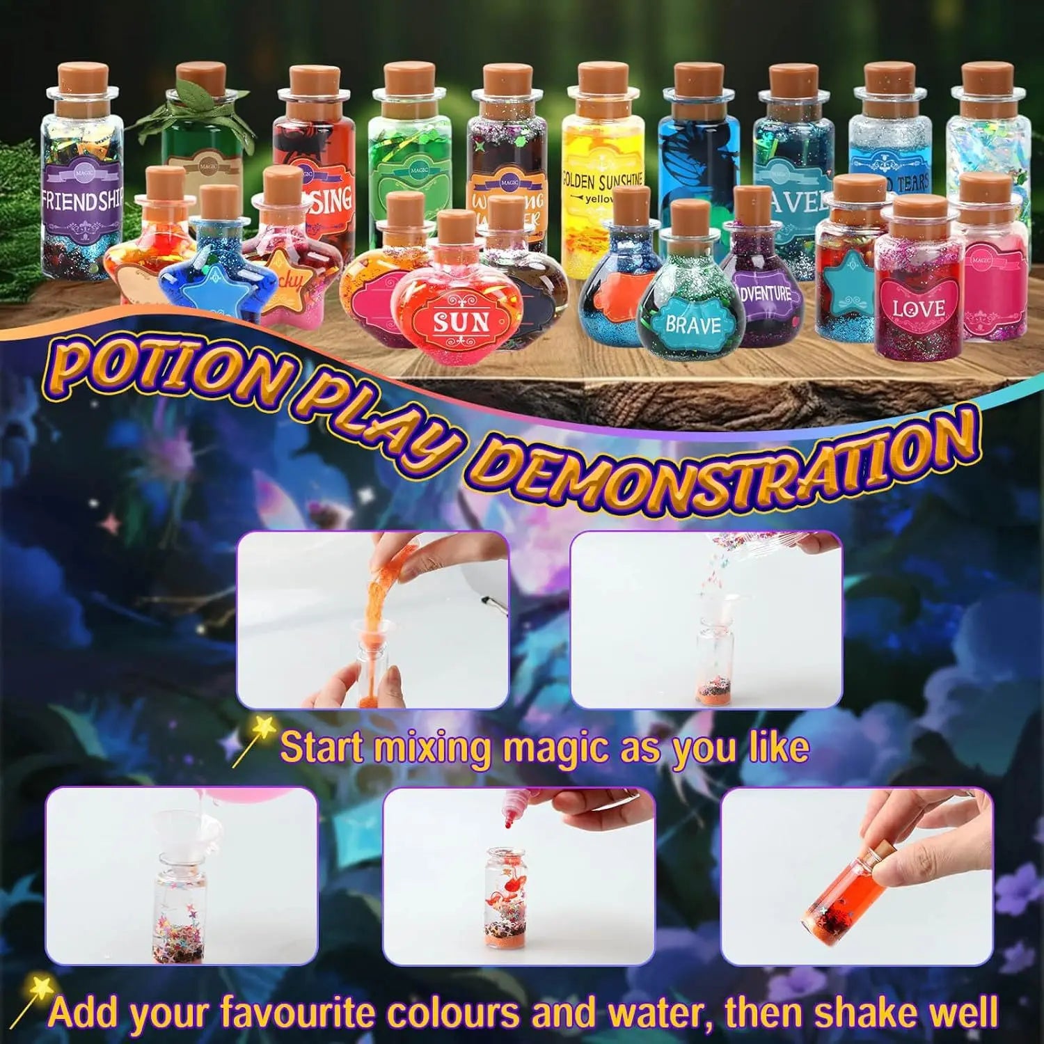 Little Magician DIY Magic Potions Kit Color Changing Freezing Witches Brew Science Experiment Toy for Kids Christmas Gift
