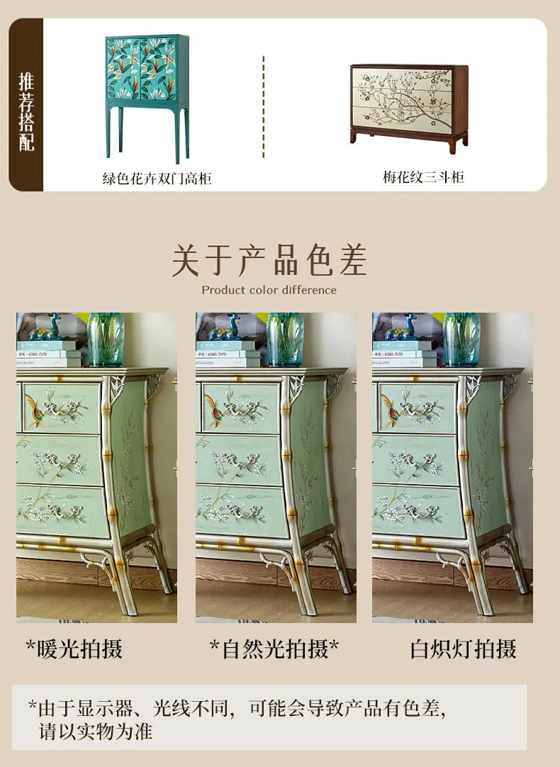 Retro entrance cabinet painted four-chest cabinet living room decorative dining side cabinet