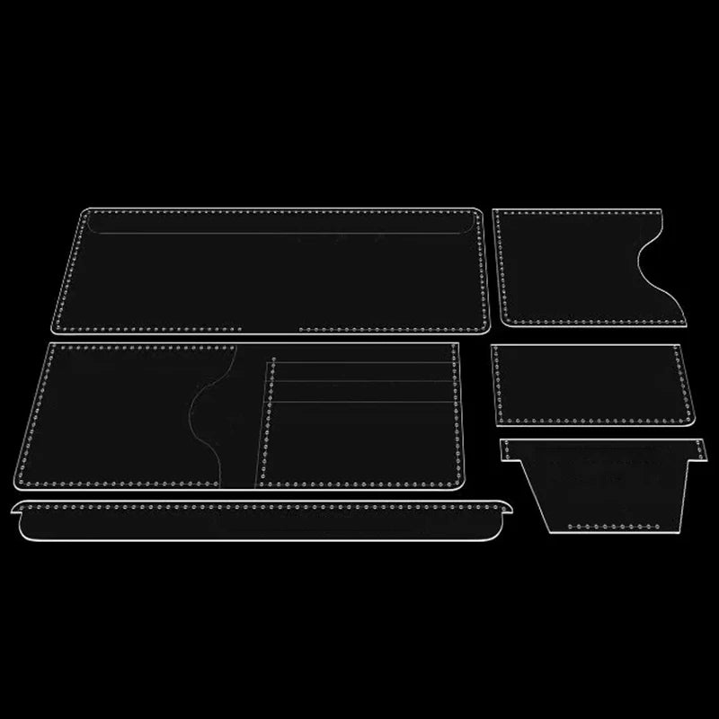 YOMDID 6PCS Short Fold Wallet Card Case Acrylic Making Template DIY Wallet Making Template Leathercraft Template Supplies