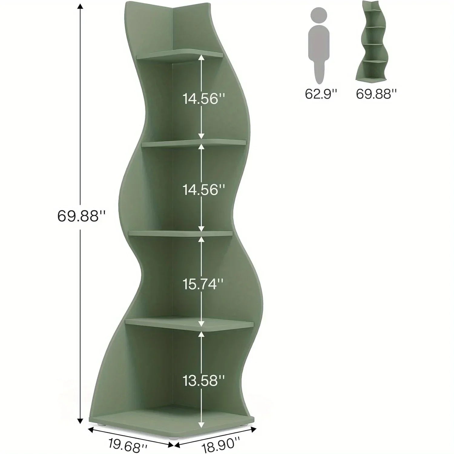 Modern 5-Tier Corner Bookshelf Wall Mounted Floating Shelves Unit Space Saving Storage for Living Room Home Office Bookcase.