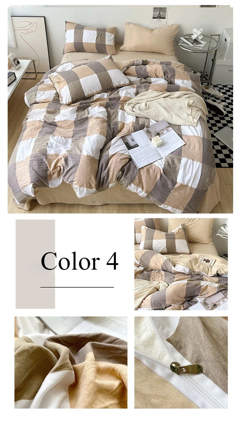 Stripe Bedding Comforter Set with Pillowcase bed sheet Single Full Size Bed Linen Duvet Cover Set Queen/King Double Single Bed