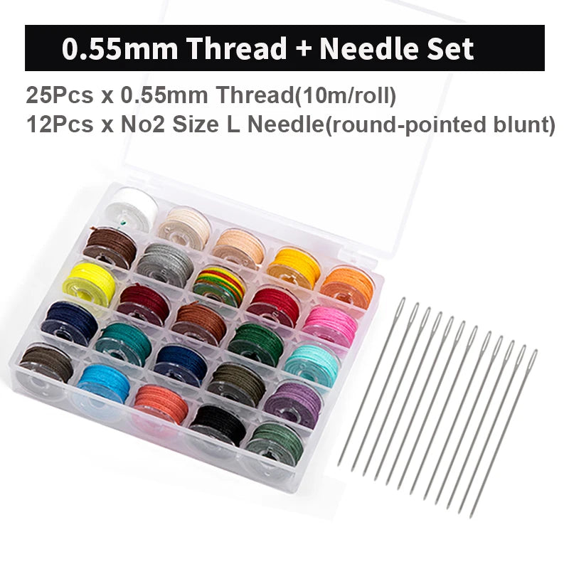 WUTA Leather Sewing Thread Kit Round Waxed Thread 25 Colors Set Mini Bobbin Thread Handmade DIY Braided Rope Bracelet Line