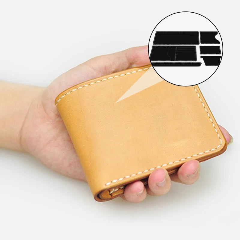 YOMDID 6PCS Short Fold Wallet Card Case Acrylic Making Template DIY Wallet Making Template Leathercraft Template Supplies