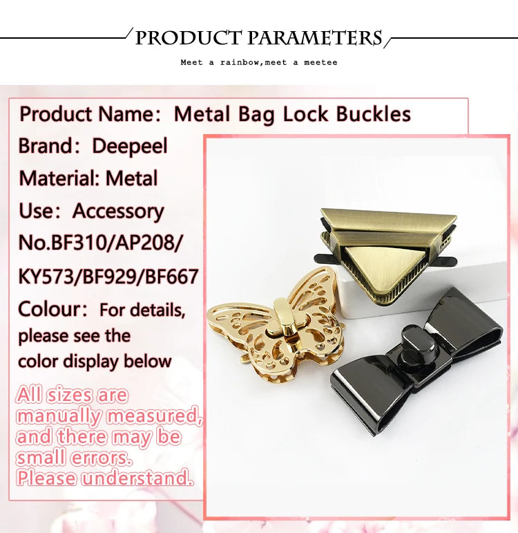 Deepeel 2Pcs Metal Lock Buckles for Women's Bags Turn Twist Locks Shoulder Bag Decor Closure Latch Clasp DIY Hardware Accessory