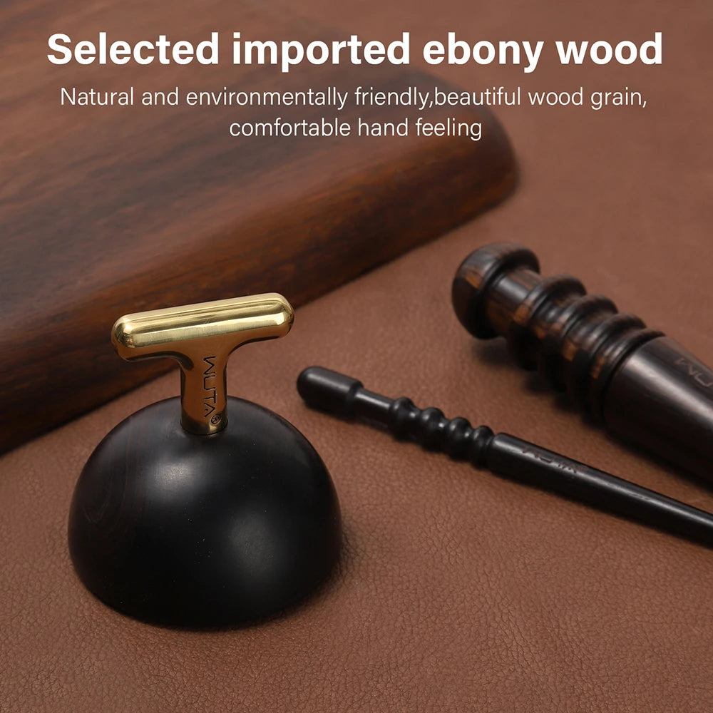 WUTA 1PC Pro Leather Edge Burnisher High Density Ebony Black Wood Slicker Upgrade Burnishing & Polishing DIY Leather Craft Tools
